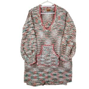 POL Popcorn Knit Sweater Womens Medium Multi Color V-Neck Tunic BST49